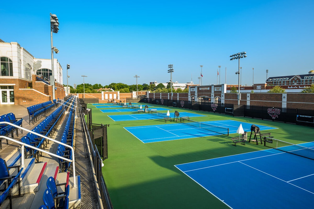 SMU outdoor tennis courts surfaced by GreenSet